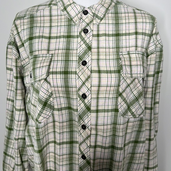 BP Plaid Frayed Hem Crop Shirt Size Small - Picture 2 of 4